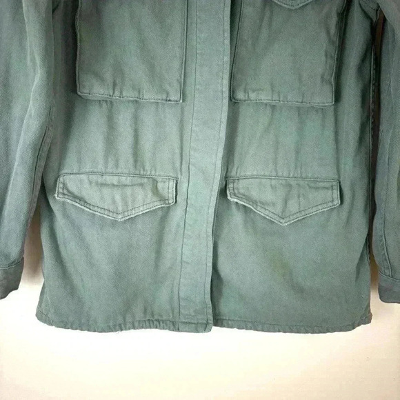 Topshop Green Military Safari 100% Cotton 4 Pocket Button Down Jacket Size 4 - Picture 5 of 16